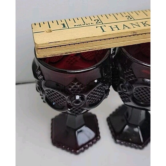 Vintage Avon CAPE COD Cranberry Ruby Red Glass Small GOBLET Wine 4.5” set of 4 - Picture 5 of 5
